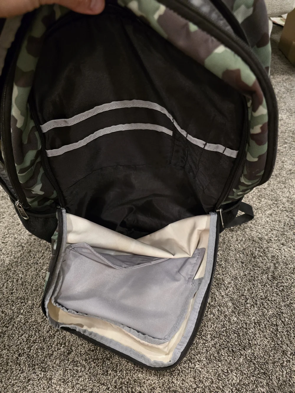 Under Armour Green Camo Backpack with Orange Logo